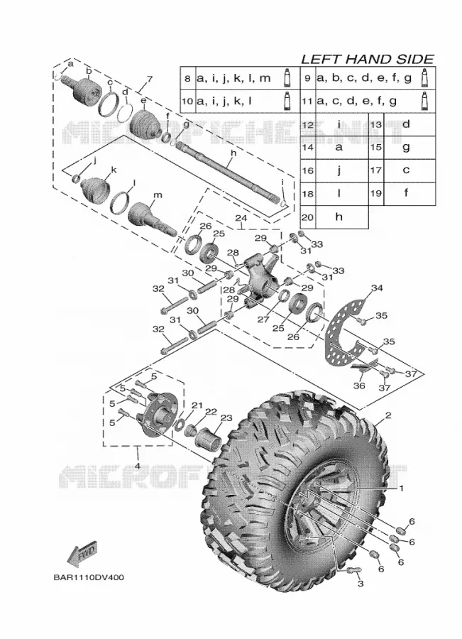ROUE ARRIERE Yamaha SIDE BY SIDE 850 2021 WOLVERINE  YX85FPSM / YXF850ES