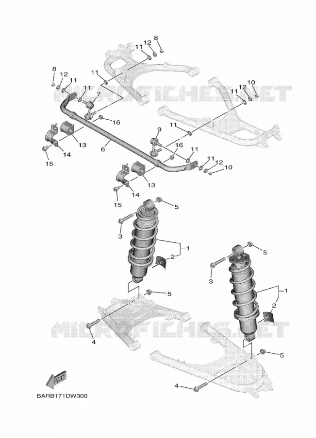 AMORTISSEUR ARRIERE Yamaha SIDE BY SIDE 850 2021 WOLVERINE  YX85FPSM / YXF850ES
