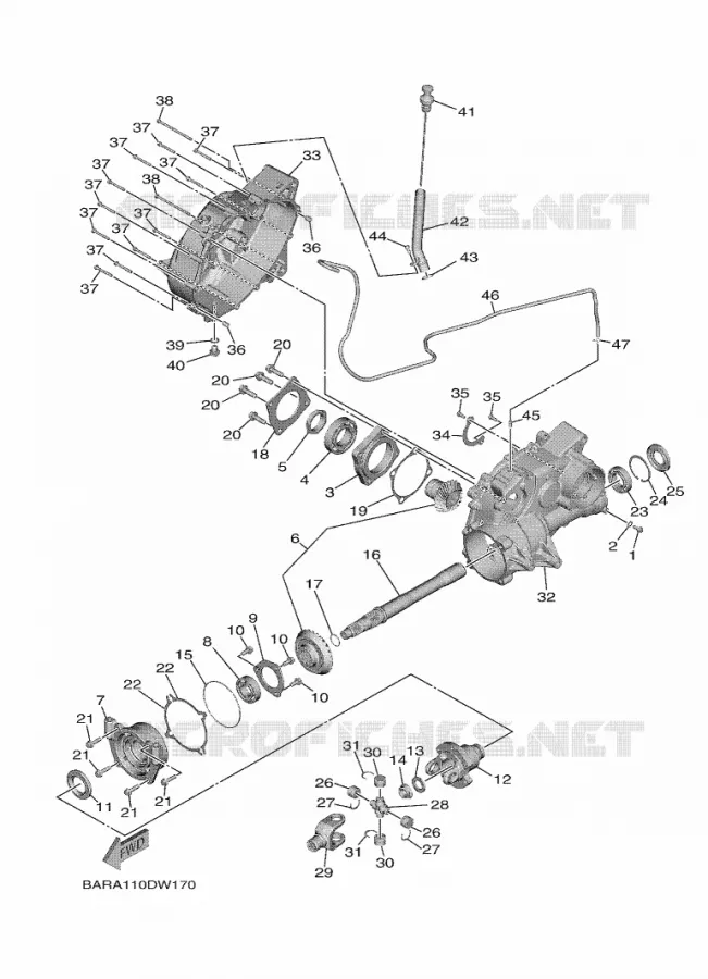 TRANSMISSION INTERMEDIAIRE Yamaha SIDE BY SIDE 850 2021 WOLVERINE  YX85FPAM / YXF850E