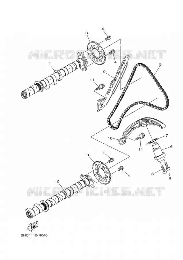 ARBRE A CAMES / CHAINE DE DISTRIBUTION Yamaha SIDE BY SIDE 1000 2021 YXZ  YX10ZXPSM / YXZ1000ETS