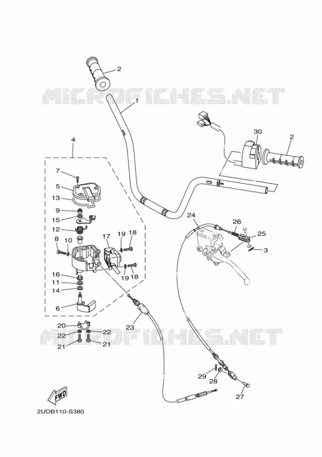 GUIDON ET CABLES Yamaha QUAD 700 2021 GRIZZLY  YF70GPSM / YFM700FWAD
