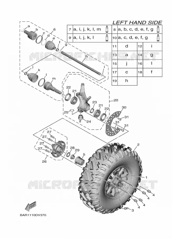 ROUE AVANT Yamaha SIDE BY SIDE 850 2020 WOLVERINE  YX85FPSL / YXF850ES