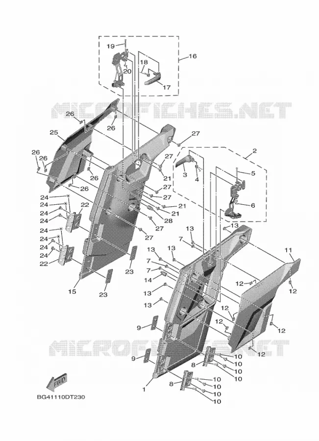 COUVERCLE LATERAL 2 Yamaha SIDE BY SIDE 850 2020 WOLVERINE  YX85FPSL / YXF850ES