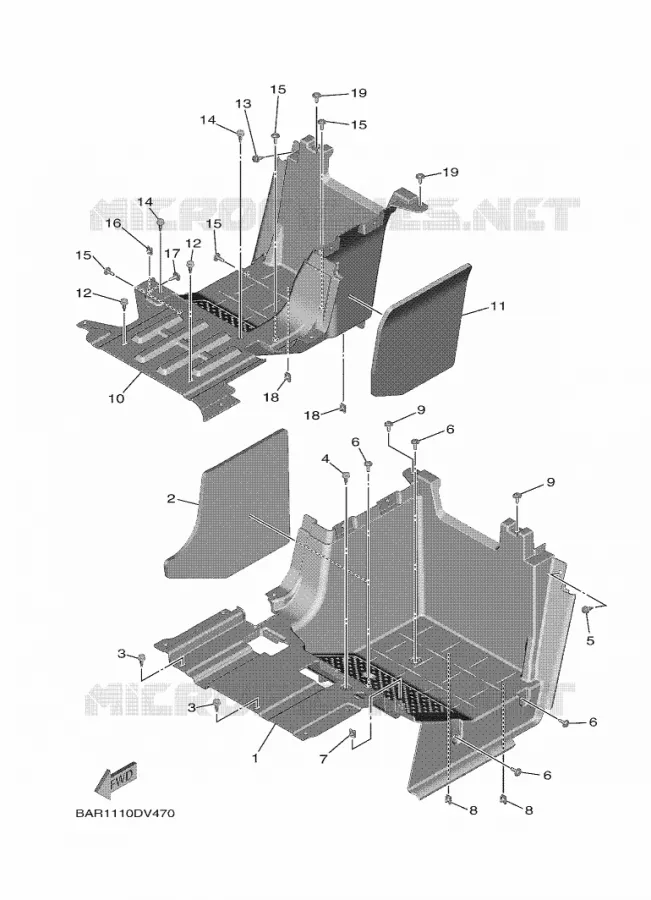 SUPPORT / REPOSE PIEDS 2 Yamaha SIDE BY SIDE 850 2020 WOLVERINE  YX85FPACL / YXF850E