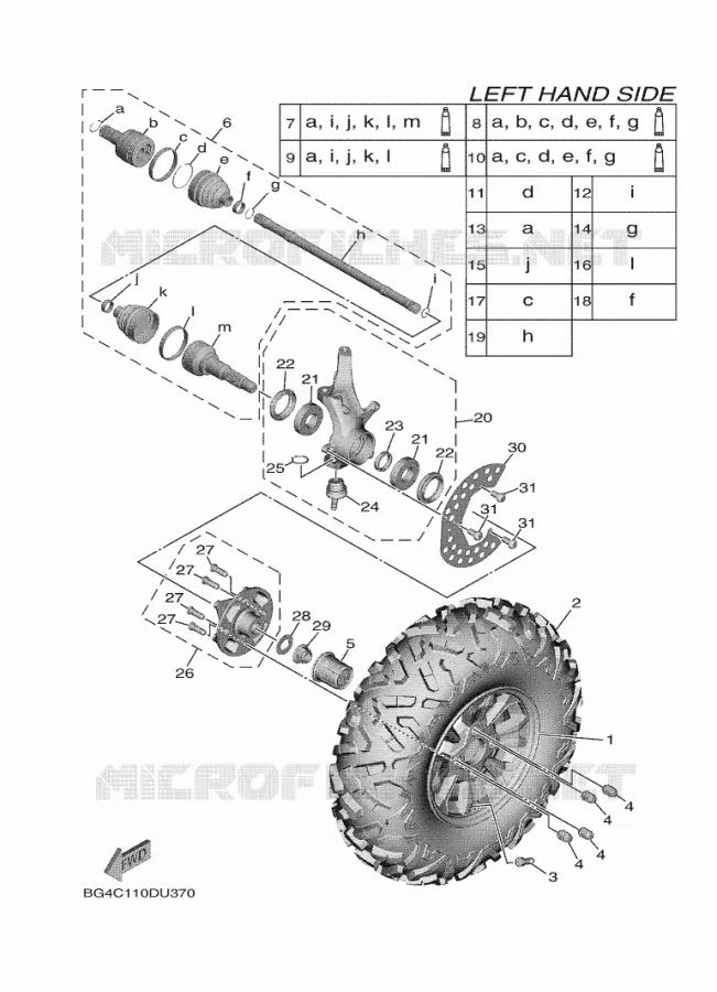 ROUE AVANT Yamaha SIDE BY SIDE 850 2020 WOLVERINE  YX85FPACL / YXF850E