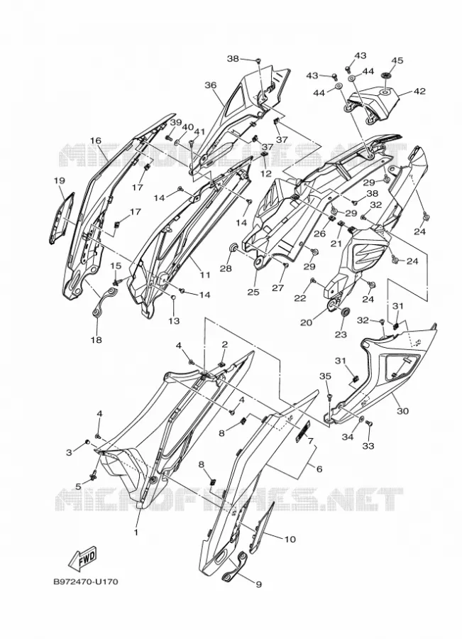 COUVERCLE LATERAL Yamaha MOTO 250 2025 FZ  FZN250-A