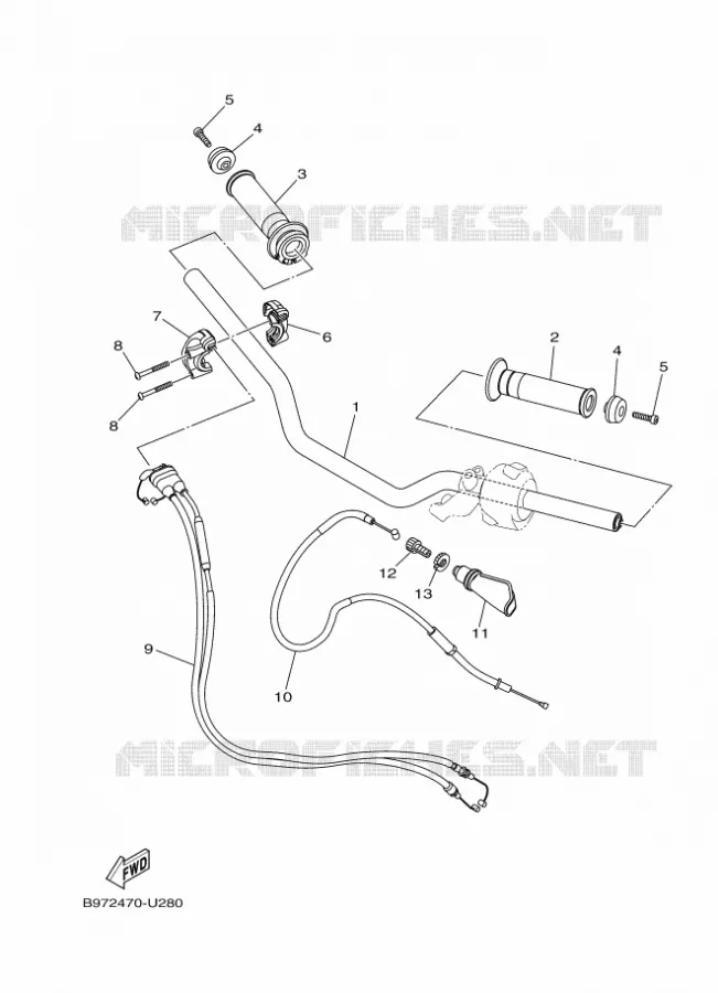 GUIDON ET CABLES Yamaha MOTO 250 2025 FZ  FZN250-A