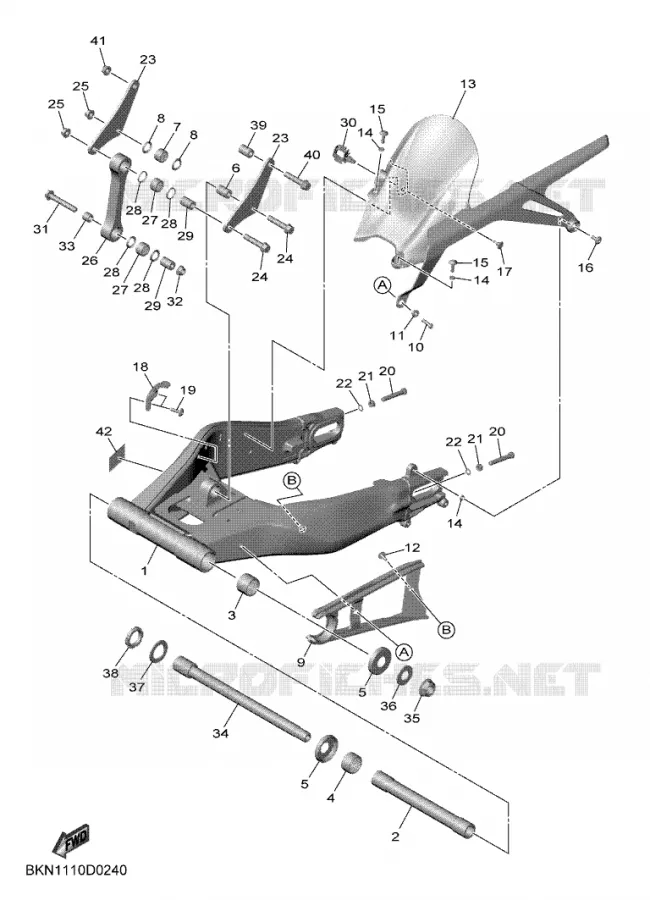 BRAS ARRIERE Yamaha MOTO 900 2025 R9  YZF890