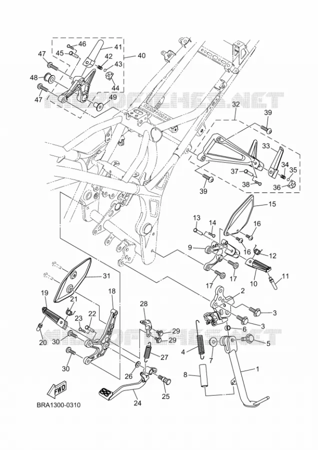 BEQUILLE / REPOSE PIEDS Yamaha MOTO 300 2025 R3  YZF320-A