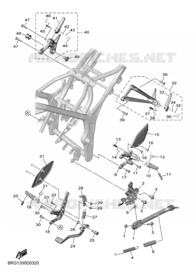 SUPPORT / REPOSE PIEDS Yamaha MOTO 300 2025 MT  MTN320-A