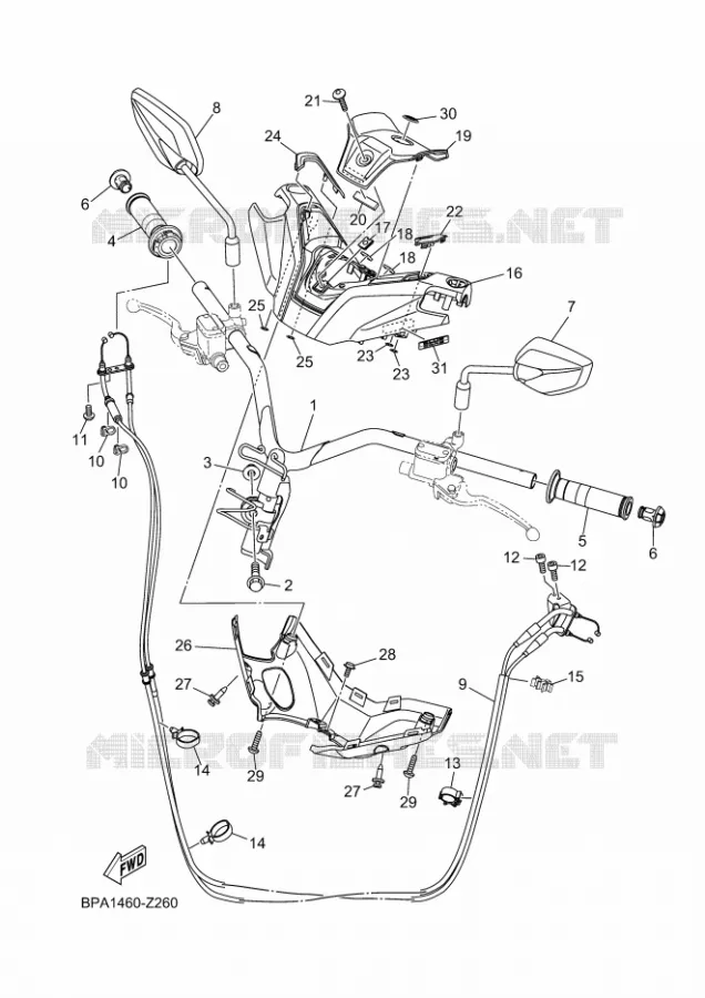 GUIDON ET CABLES Yamaha SCOOTER 125 2025 NMAX  GPD125-A