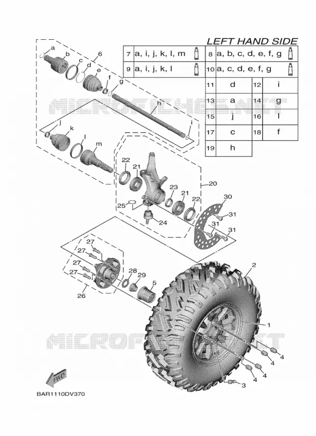 ROUE AVANT Yamaha SIDE BY SIDE 850 2025 WOLVERINE  YXF850ES / YX85FSS