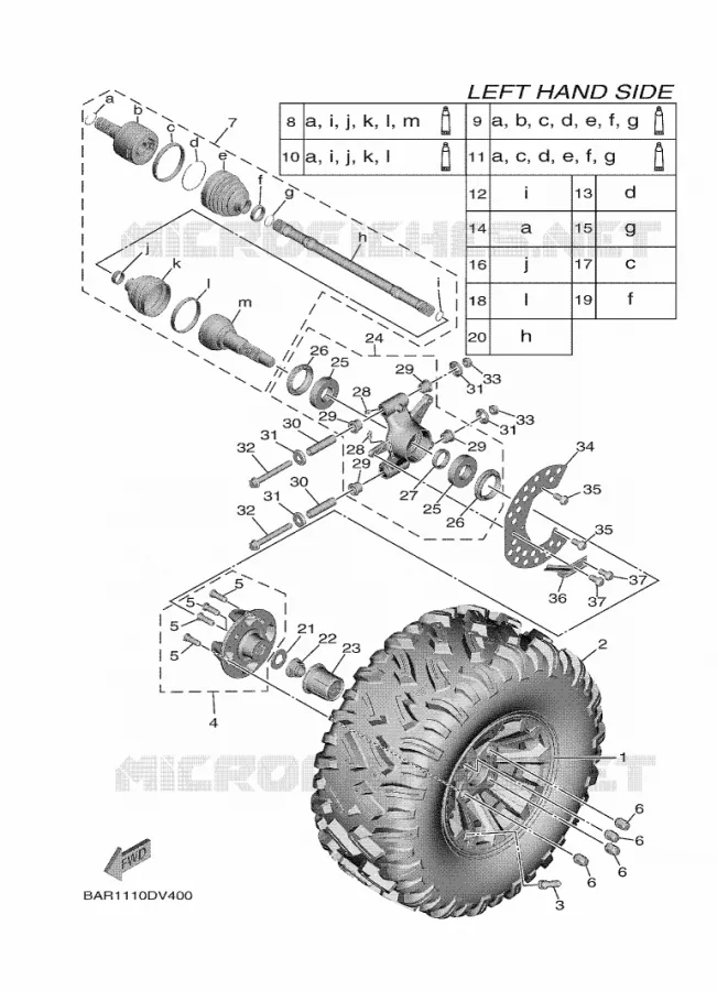 ROUE ARRIERE Yamaha SIDE BY SIDE 850 2025 WOLVERINE  YXF850ES / YX85FSS