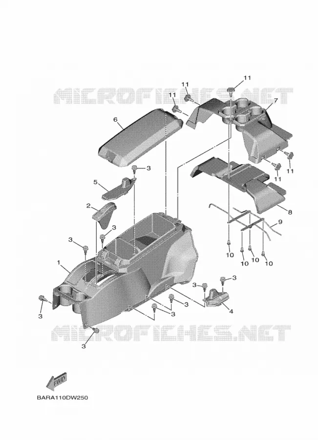 COUVERCLE LATERAL 3 Yamaha SIDE BY SIDE 850 2025 WOLVERINE  YXF850ES / YX85FSS