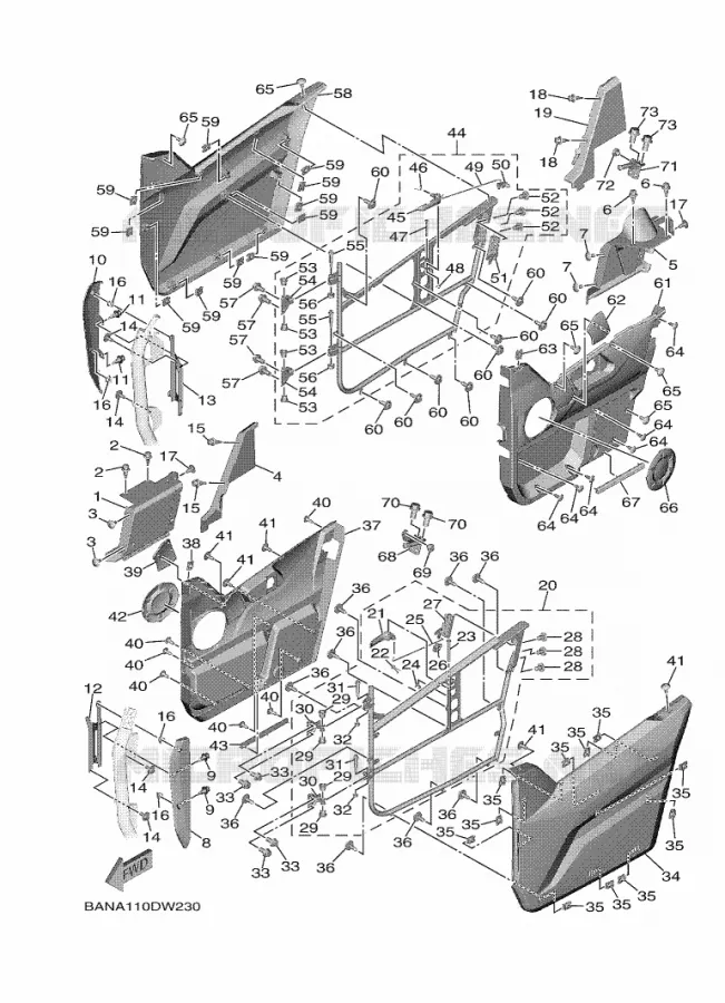COUVERCLE LATERAL Yamaha SIDE BY SIDE 850 2025 WOLVERINE  YXE850ENS / YX85ESS