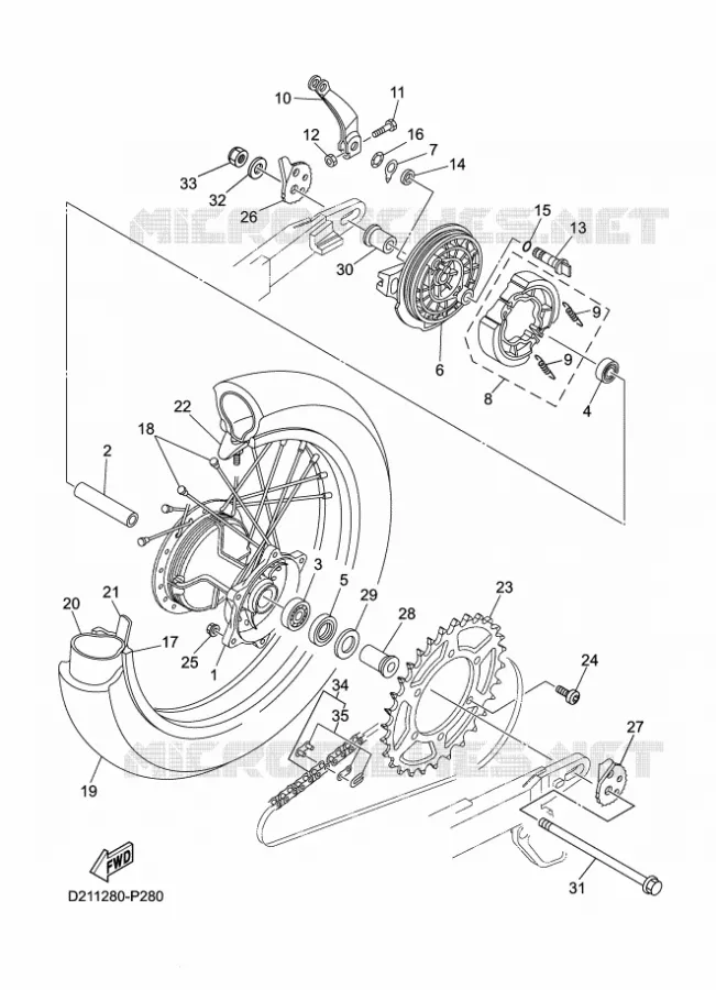 ROUE ARRIERE Yamaha MOTO 230 2025 TTR  TT-R230