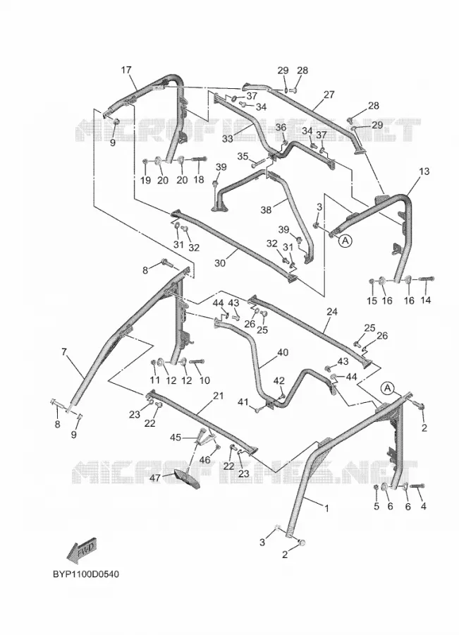 PARE CHOCS 2 Yamaha SIDE BY SIDE 1000 2025 WOLVERINE  YXF1000ELS