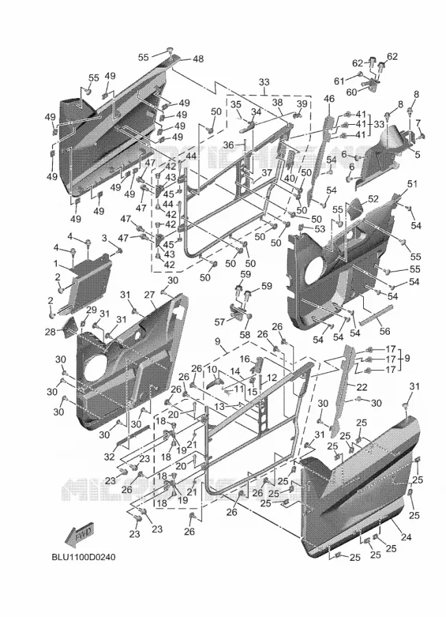 COUVERCLE LATERAL Yamaha SIDE BY SIDE 1000 2025 WOLVERINE  YXF1000EWS