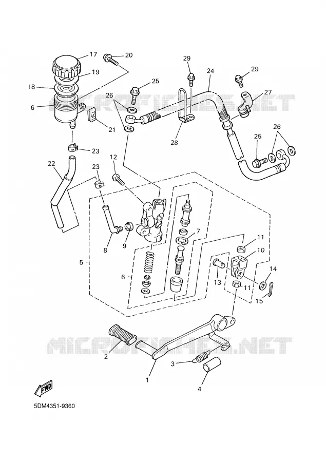 MAITRE CYLINDRE DE FREIN ARRIERE Yamaha MOTO 600 2000 FAZER  FZS600