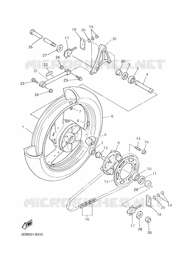 ROUE ARRIERE Yamaha MOTO 600 2000 FAZER  FZS600