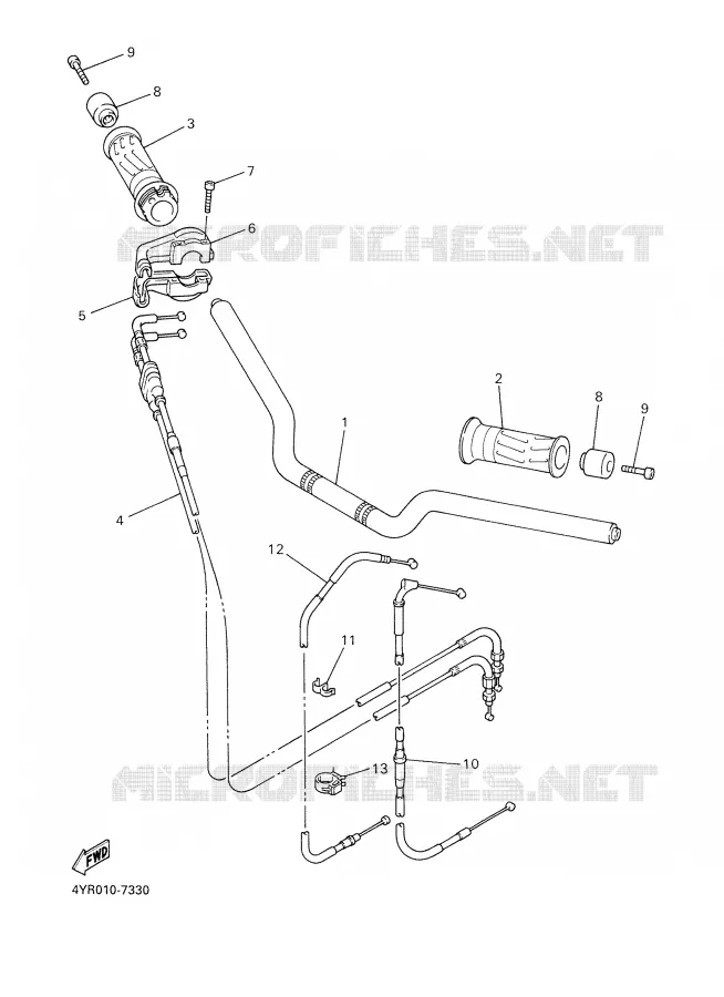 GUIDON ET CABLES Yamaha MOTO 600 2001 FAZER  FZS600S