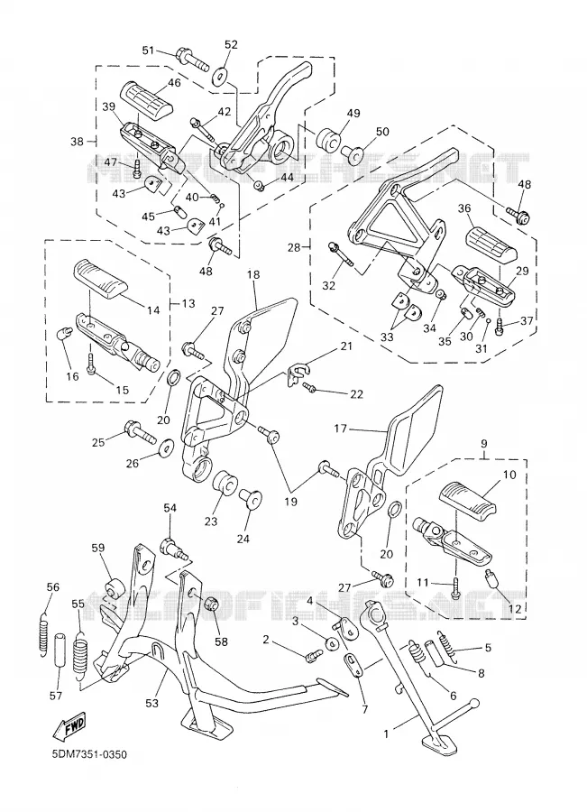 SUPPORT / REPOSE PIEDS Yamaha MOTO 600 2001 FAZER  FZS600S