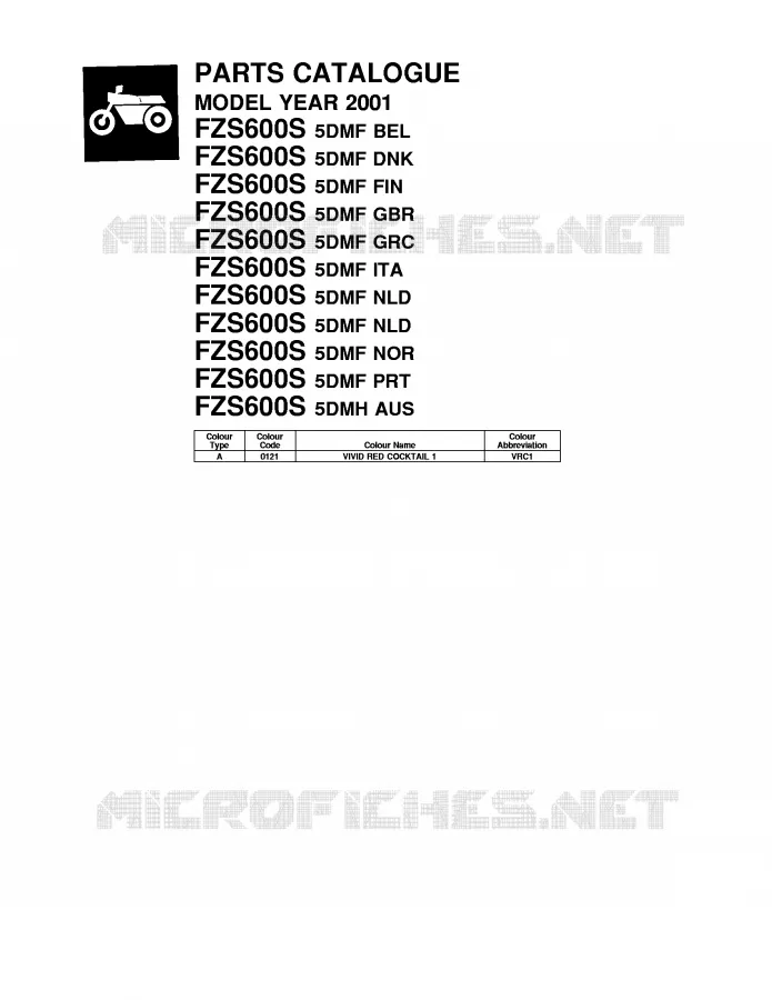 * CATALOG PREFACE * Yamaha MOTO 600 2001 FAZER  FZS600S