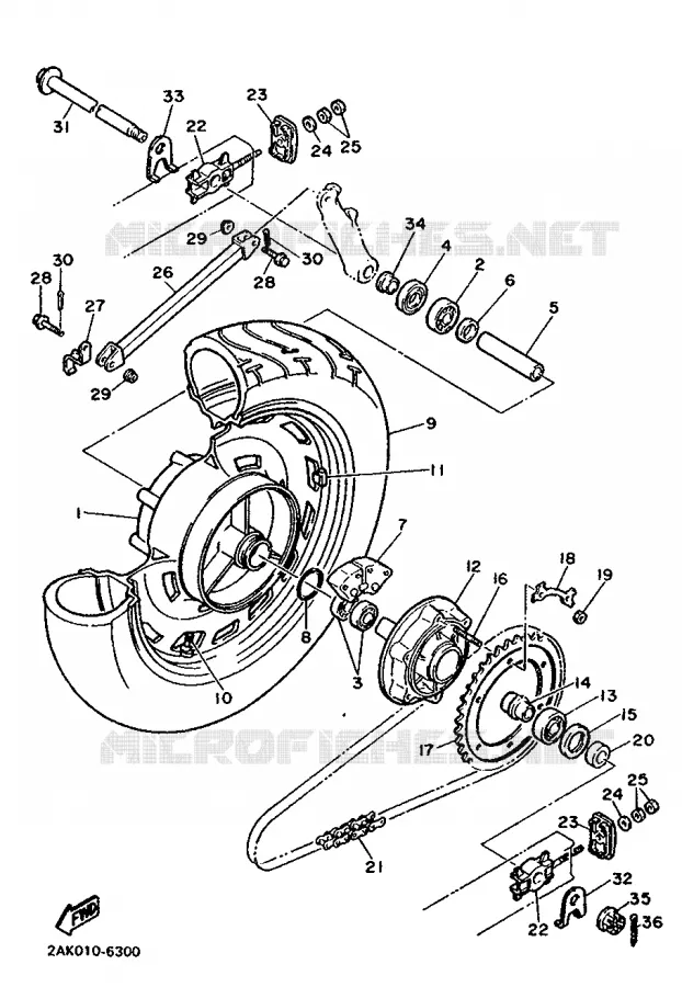 ROUE ARRIERE Yamaha MOTO 750 1987 FZX  FZX750