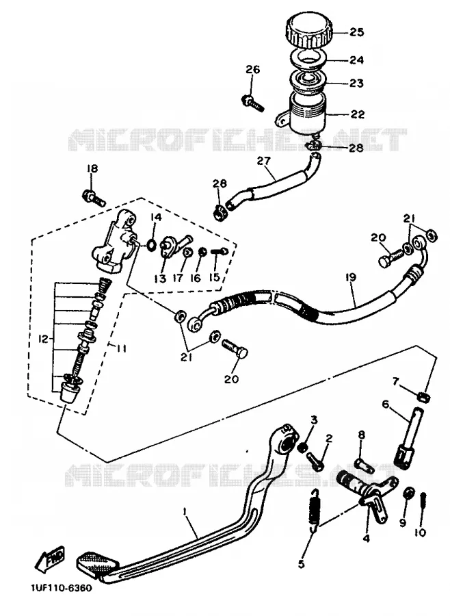 MAITRE CYLINDRE DE FREIN ARRIERE Yamaha MOTO 750 1993 FZX  FZX750