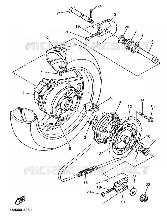 ROUE ARRIERE Yamaha MOTO 1000 1993 GTS  GTS1000