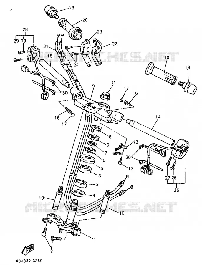 GUIDON ET CABLES Yamaha MOTO 1000 1993 GTS  GTS1000