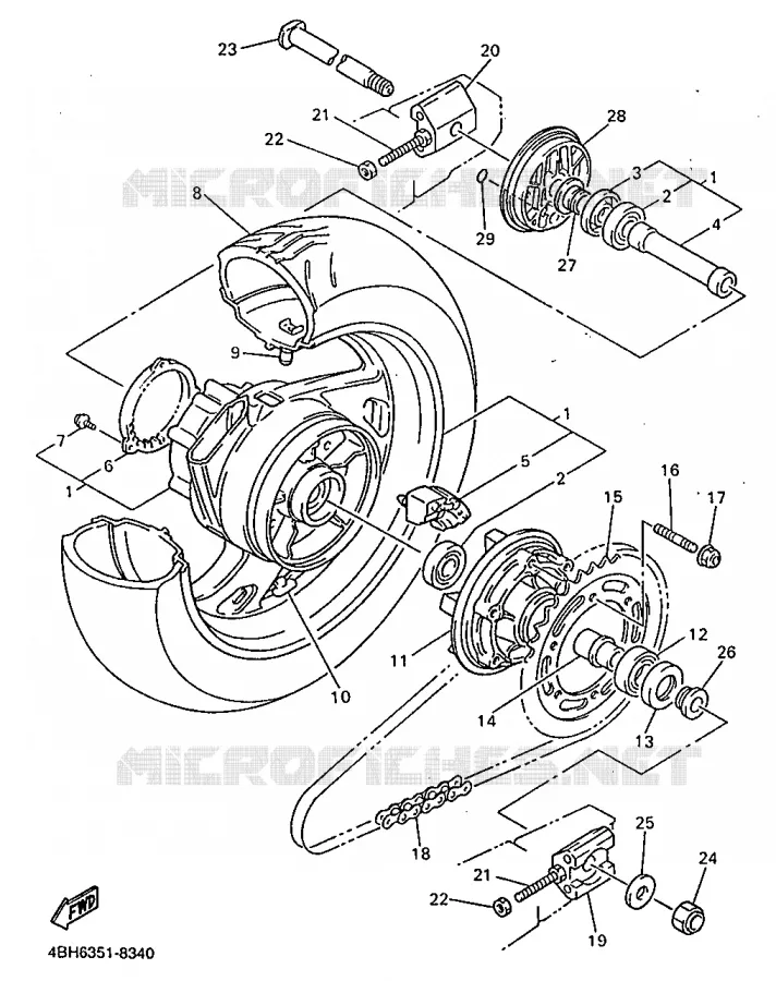 ROUE ARRIERE 2 Yamaha MOTO 1000 1998 GTS  GTS1000