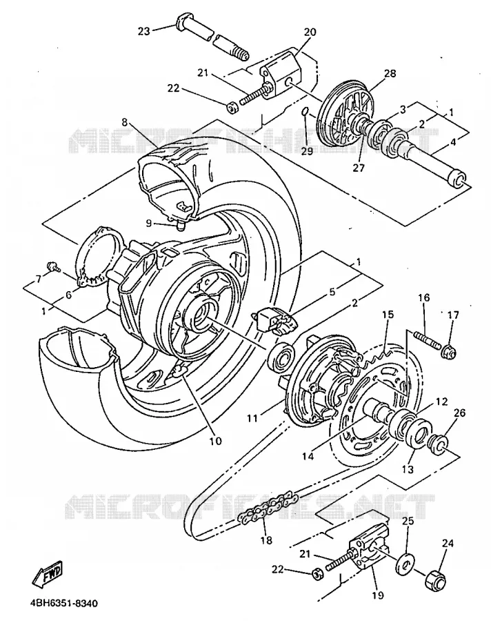 ROUE ARRIERE 2 Yamaha MOTO 1000 1998 GTS  GTS1000