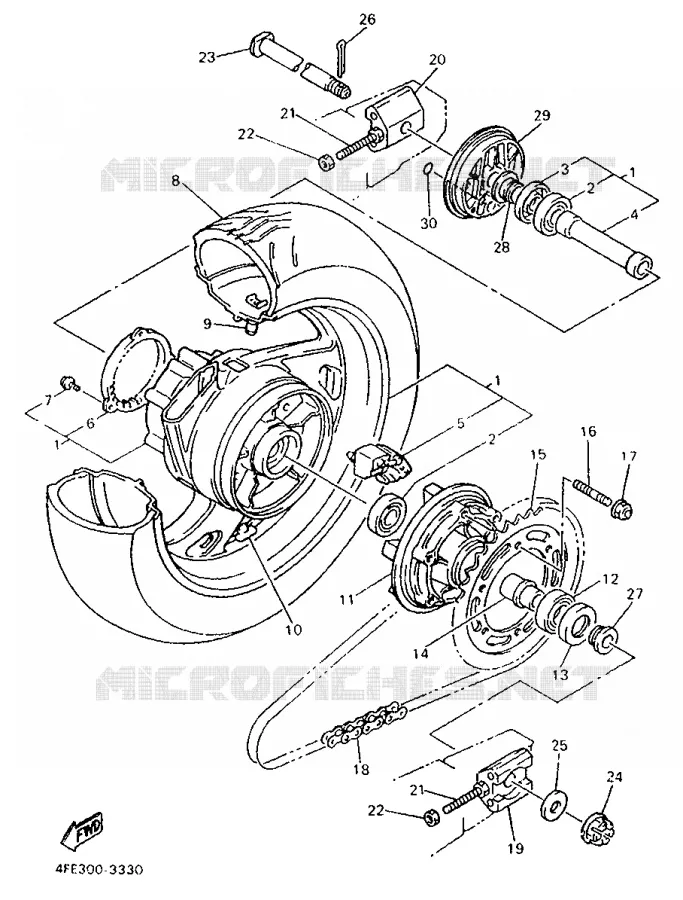 ROUE ARRIERE Yamaha MOTO 1000 1993 GTS ABS  GTS1000A