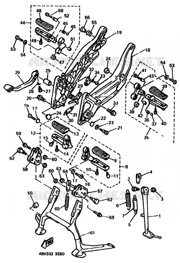 SUPPORT / REPOSE PIEDS Yamaha MOTO 1000 1994 GTS ABS  GTS1000A