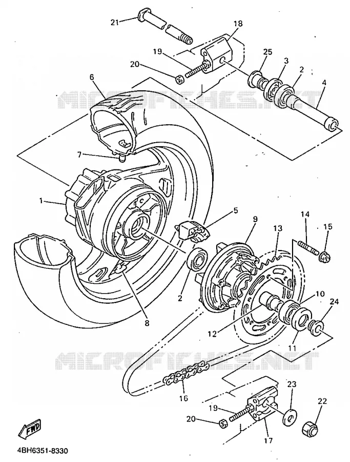 ROUE ARRIERE Yamaha MOTO 1000 1998 GTS ABS  GTS1000A