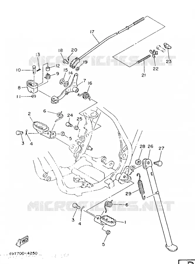 SUPPORT / REPOSE PIEDS Yamaha MOTO 200 1986 IT  IT200