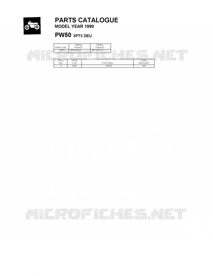 * CATALOG PREFACE * Yamaha MOTO 50 1990 PW  PW50