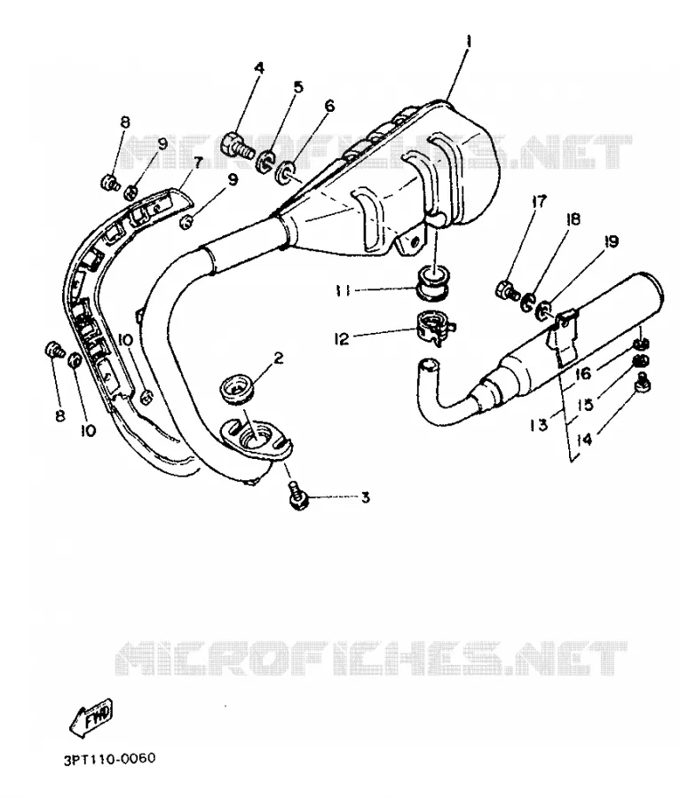 ECHAPPEMENT Yamaha MOTO 50 1990 PW  PW50
