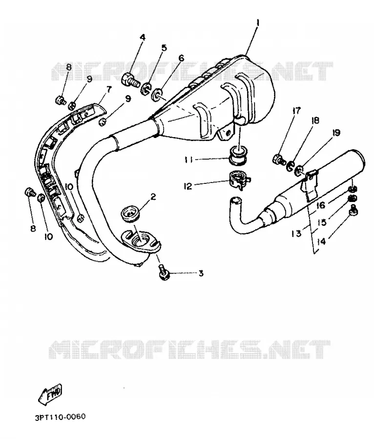 ECHAPPEMENT Yamaha MOTO 50 1993 PW  PW50