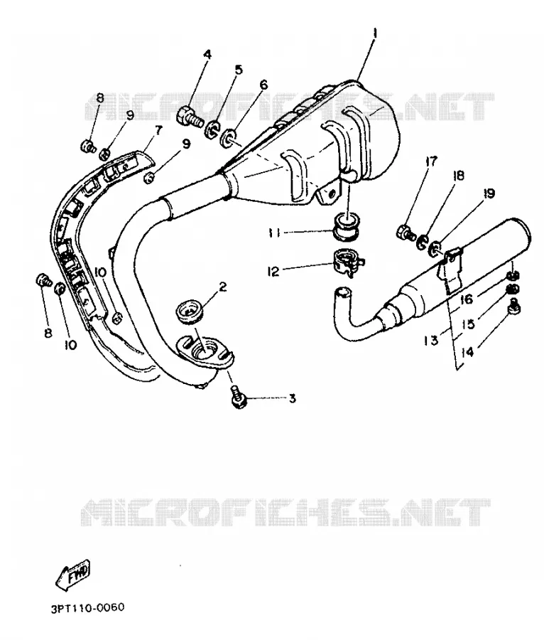 ECHAPPEMENT Yamaha MOTO 50 1993 PW  PW50