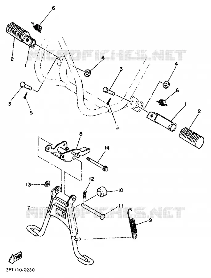 SUPPORT / REPOSE PIEDS Yamaha MOTO 50 1995 PW  PW50