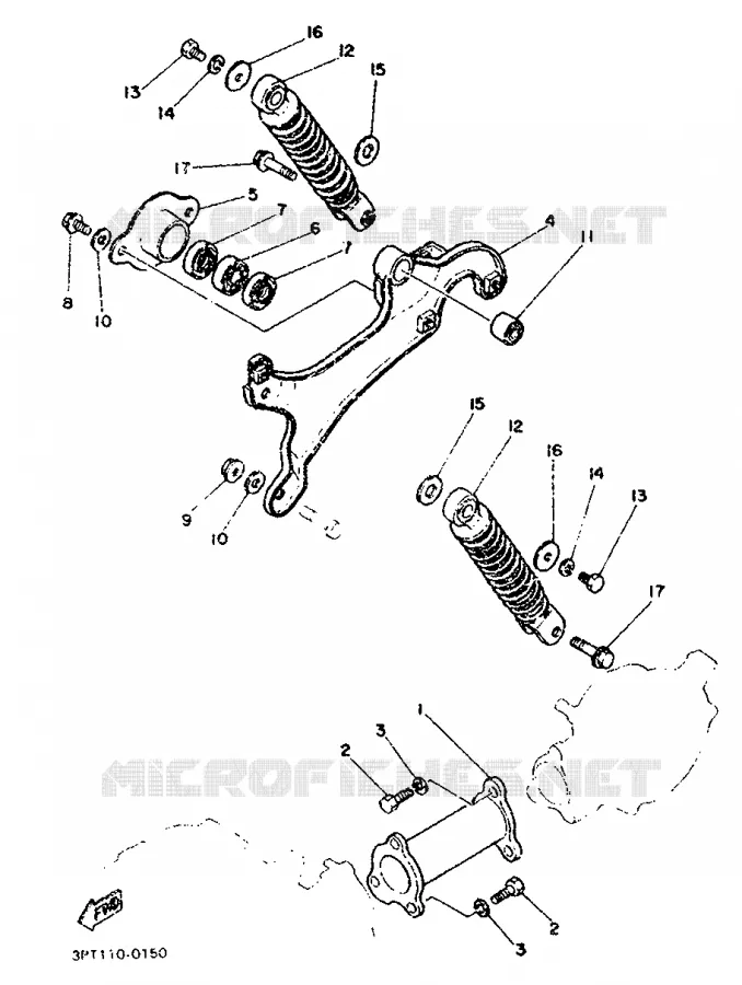 BRAS OSCILLANT / AMORTISSEUR Yamaha MOTO 50 1996 PW  PW50