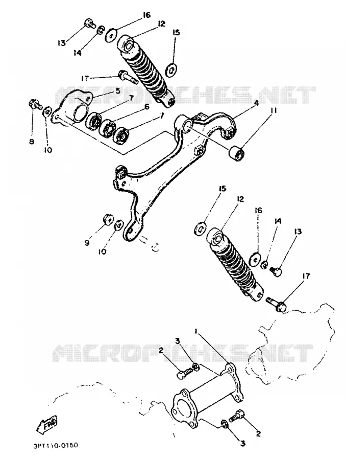 BRAS OSCILLANT / AMORTISSEUR Yamaha MOTO 50 1998 PW  PW50