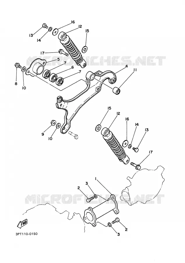 BRAS OSCILLANT / AMORTISSEUR Yamaha MOTO 50 2001 PW  PW50