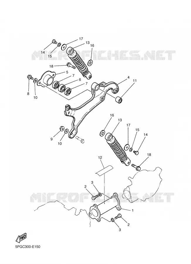 BRAS OSCILLANT / AMORTISSEUR Yamaha MOTO 50 2007 PW  PW50