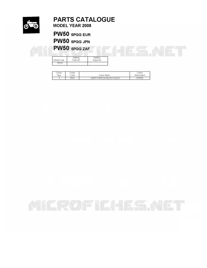 * CATALOG PREFACE * Yamaha MOTO 50 2008 PW  PW50