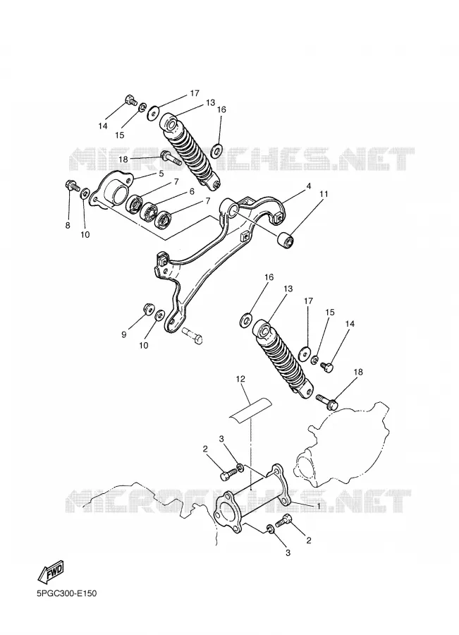 BRAS OSCILLANT / AMORTISSEUR Yamaha MOTO 50 2009 PW  PW50Y