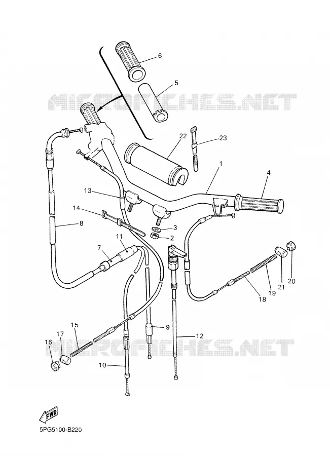 GUIDON ET CABLES Yamaha MOTO 50 2009 PW  PW50Y