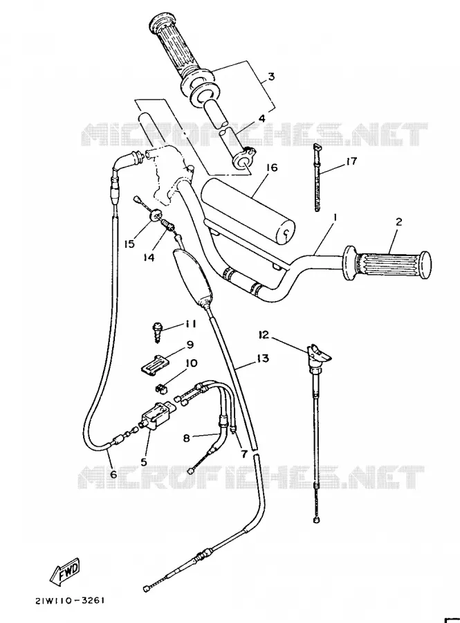 GUIDON ET CABLES Yamaha MOTO 80 1986 PW  PW80